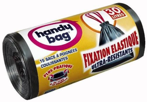 Sac poubelle avec élastique de fixation 30 L x 15 (vendu par 4) Handy Bag