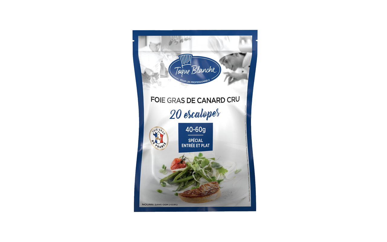 Toque Blanche Escalope foie gras de canard cru IQF 40/60 g 20 pièces