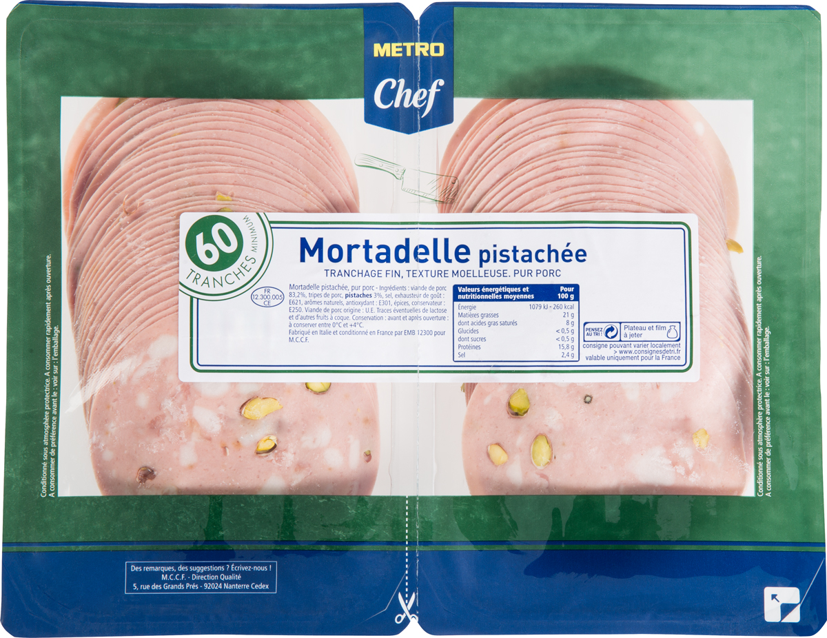 METRO Chef Mortadelle pistachée 2 x 250 g