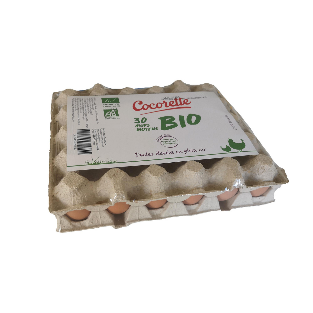 Cocorette 30 Oeufs BIO calibre moyen/gros plein air