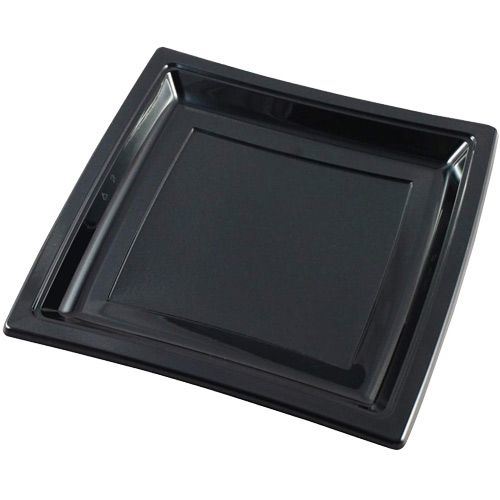 Assiette plastique jetable carré noir 24 cm (vendu par 50)
