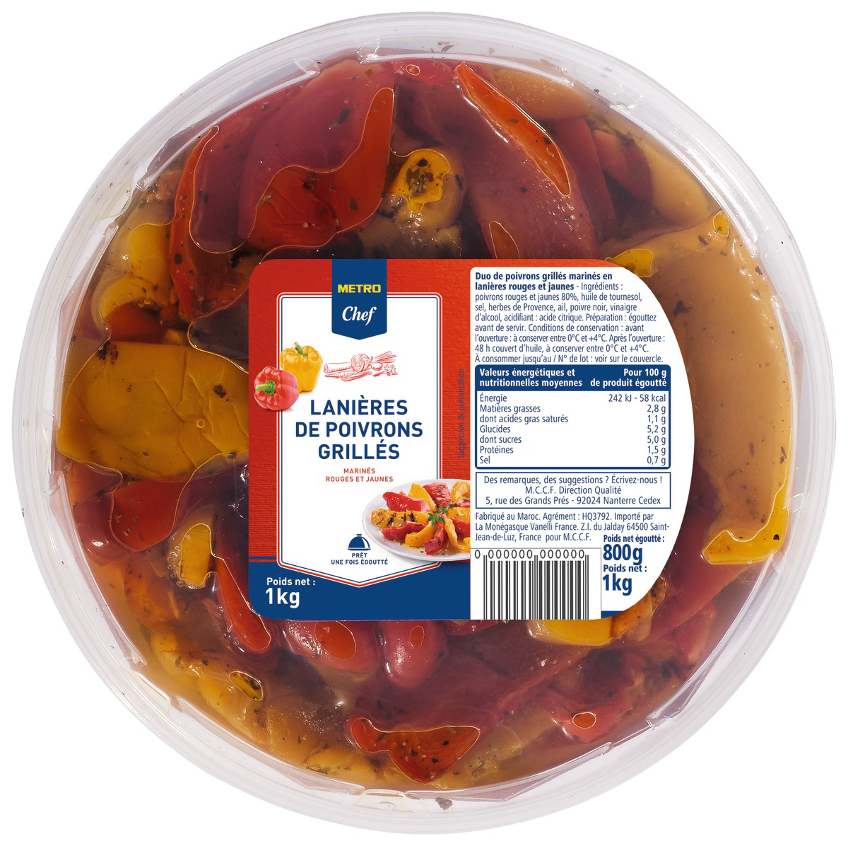 METRO Chef Duo de poivrons grillés marinés en lanières 1 kg