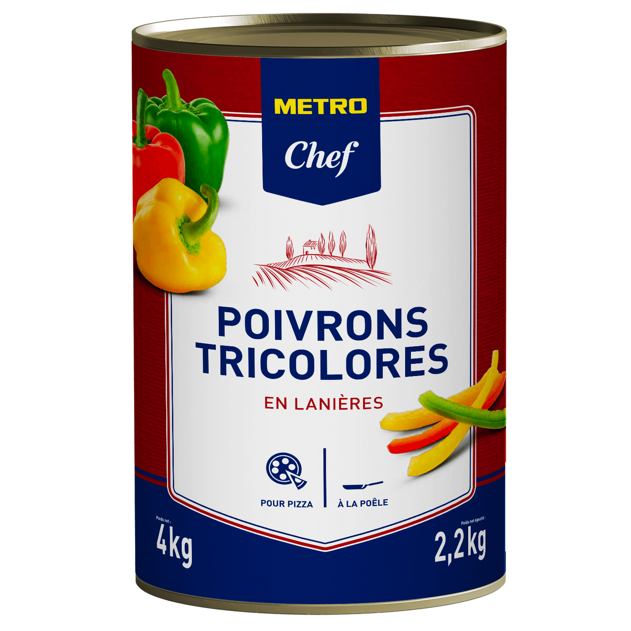 METRO Chef Poivron tricolore en lanière boîte 5/1 - 4 kg 