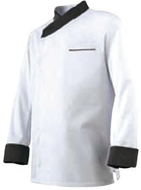 Veste de cuisine Exalt'S manches longues blanc col pointillé noir S
