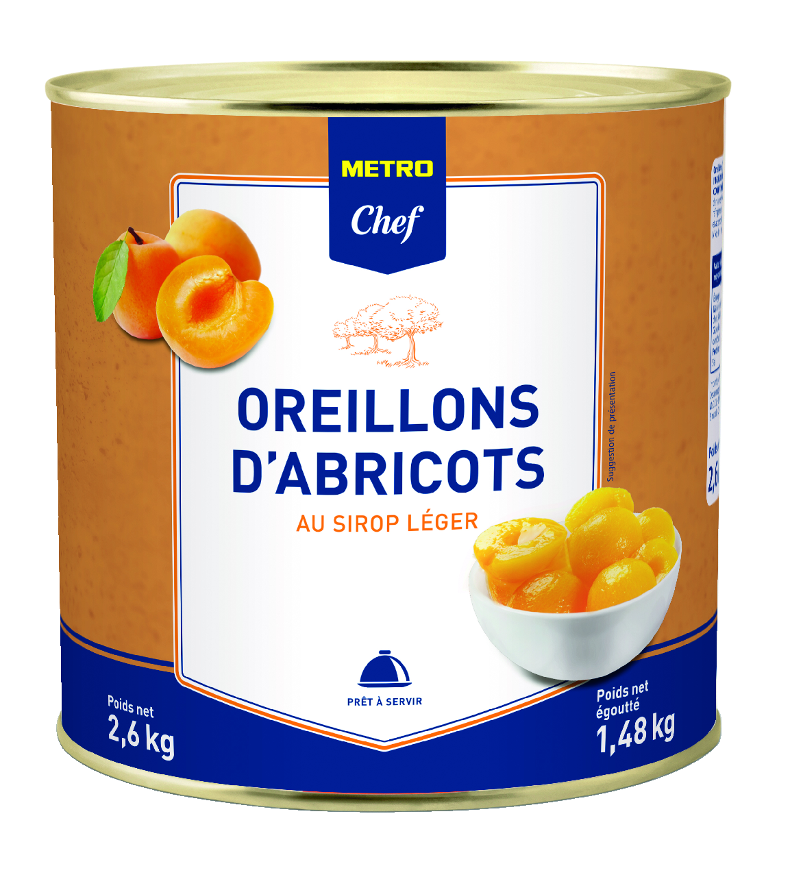 METRO Chef Oreillon d'abricot au sirop léger en boîte 3/1 2.6 kg