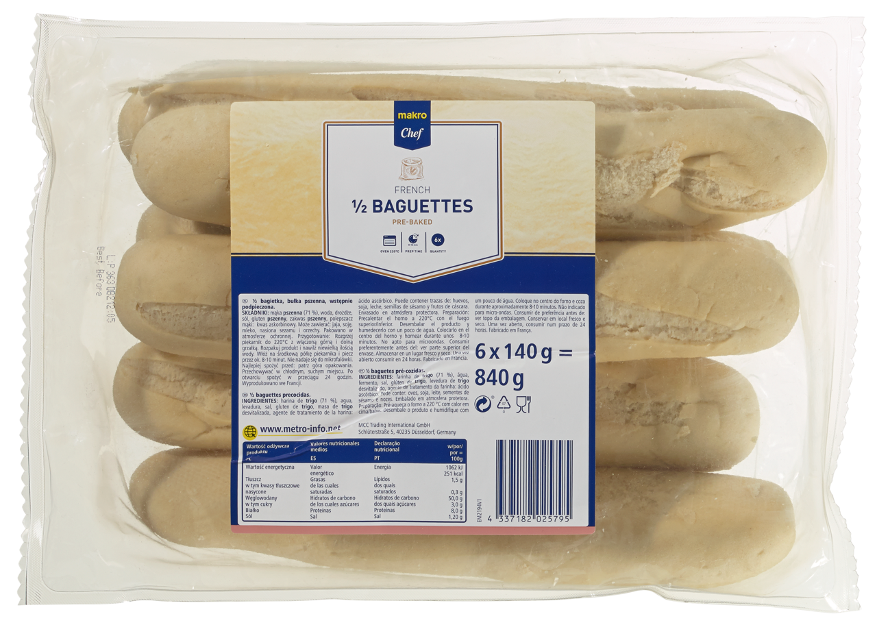 METRO Chef Demi baguette pré-cuite 6 x 140 g