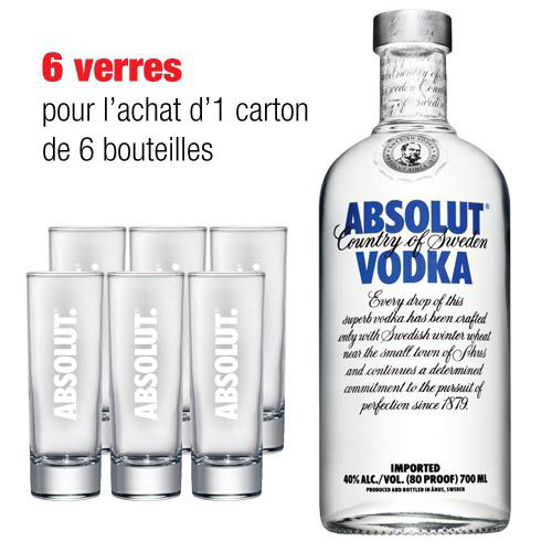 6 verres à vodka Absolut de haute qualité originaux pour cocktails et spiritueux 