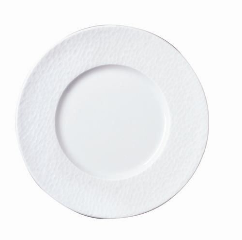 Assiette plate ronde grande aile Aqua blanc 28 cm Apilco