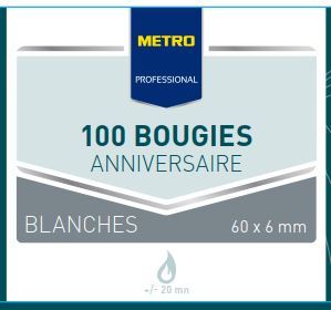 Bougie anniversaire avec bobèche blanche x 100