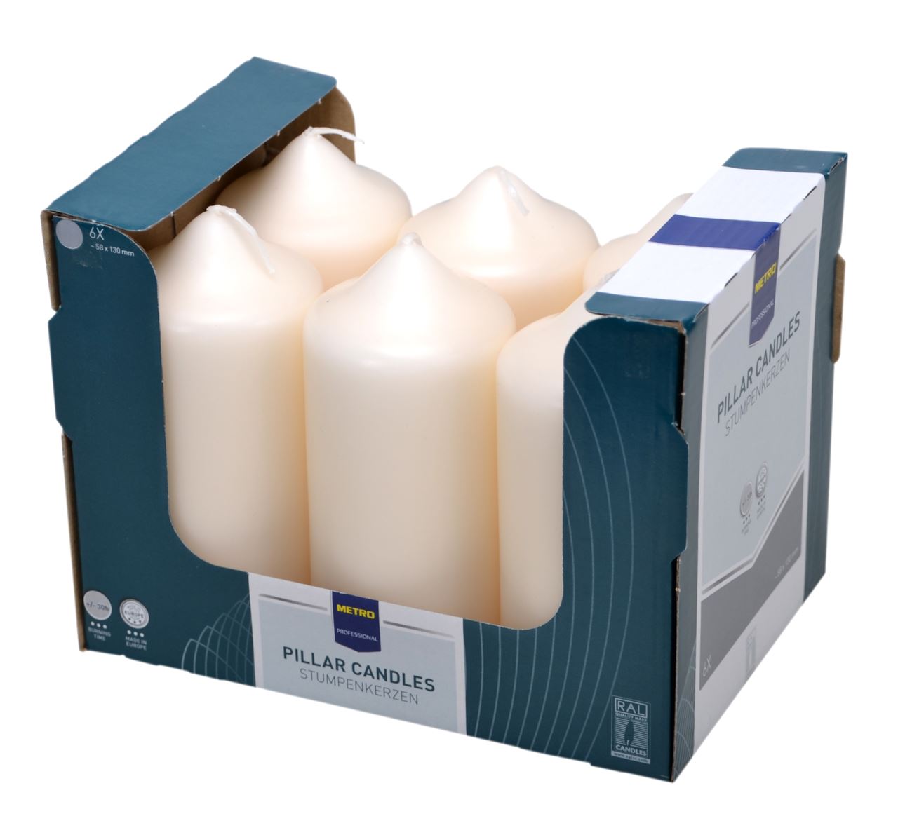 Bougie 5.8 x 13 cm ivoire +/- 30 h x 6