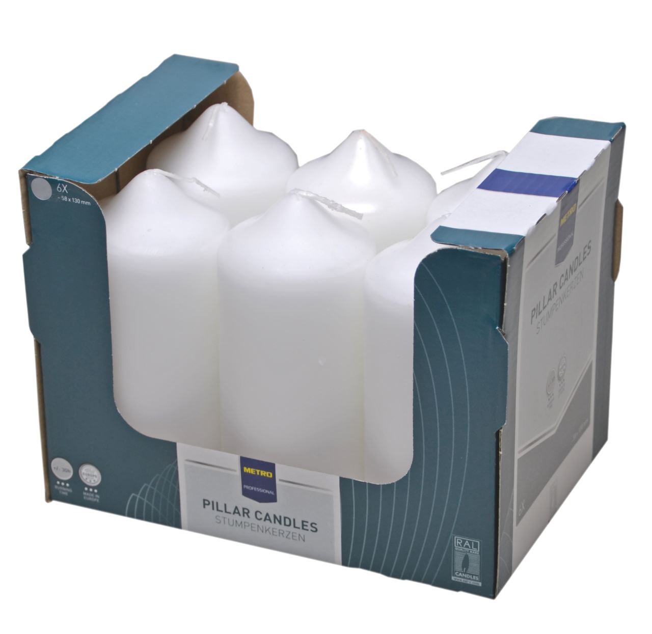 Bougie 5.8 x 13 cm blanc x 6