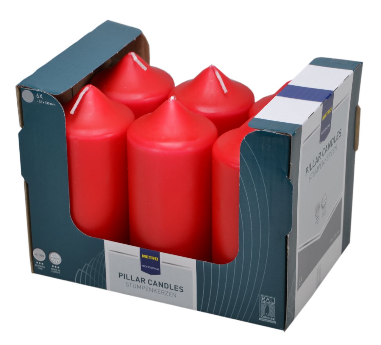 Bougie 5.8 x 13 cm rouge x 6