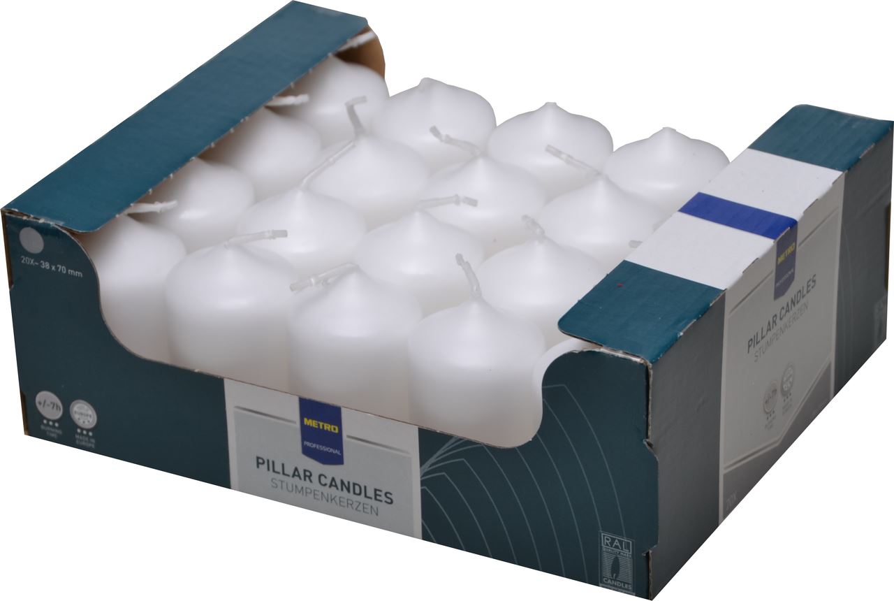 Bougie 3.8 x 7 cm blanc x 20