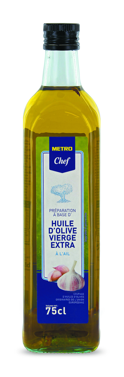 METRO Chef Huile d'olive vierge aromatisée à l'ail 75 cl