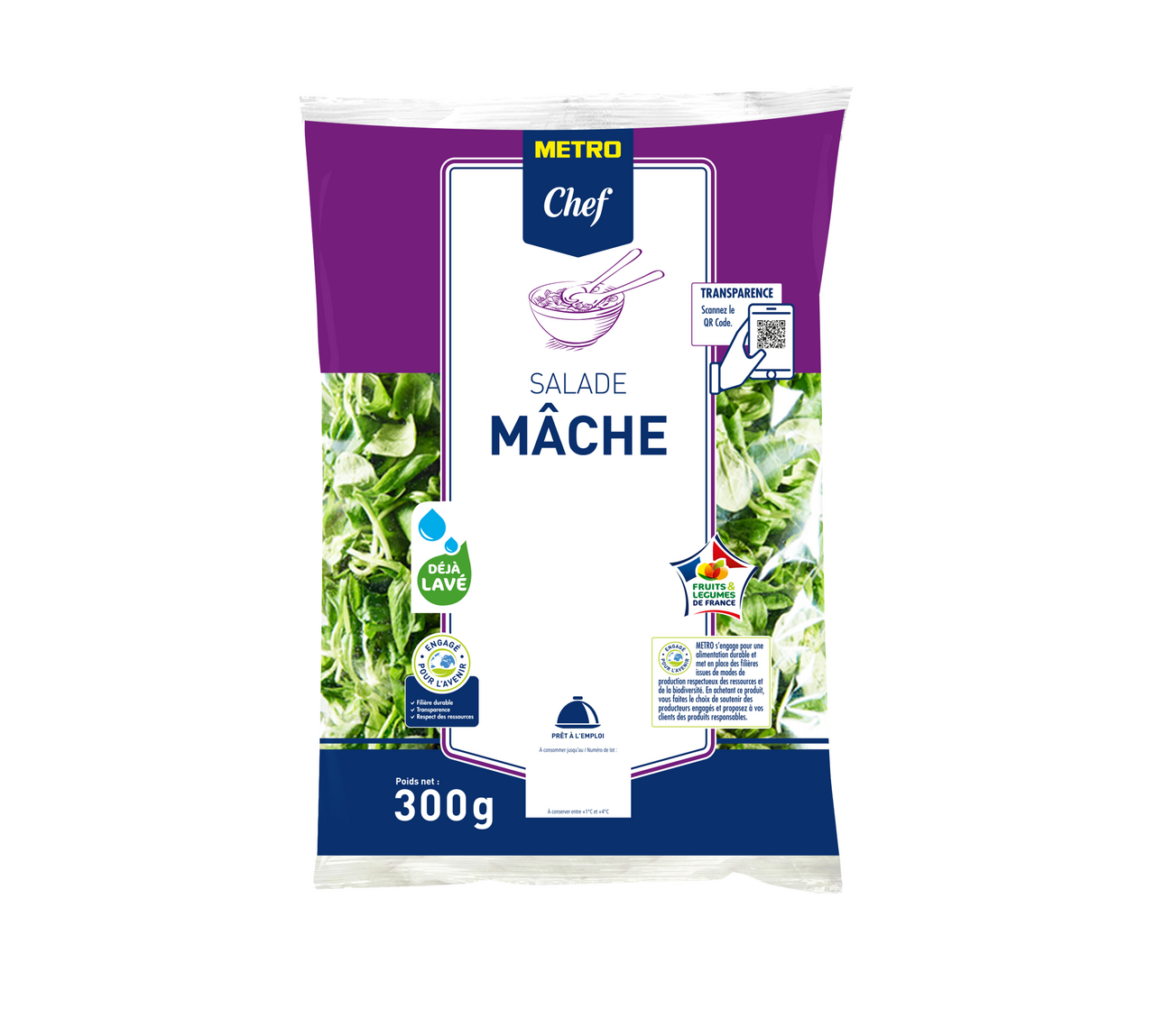 METRO Chef Salade Mâche France sachet 300 g