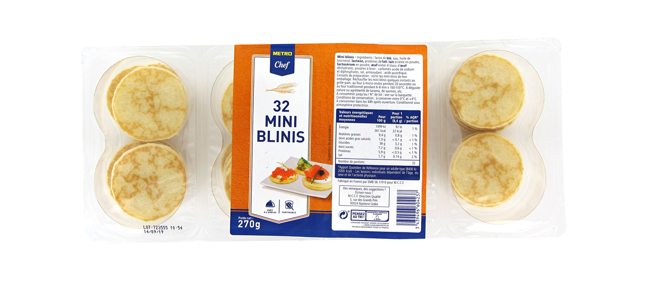 METRO Chef Mini blini x 32 barquette 270 g