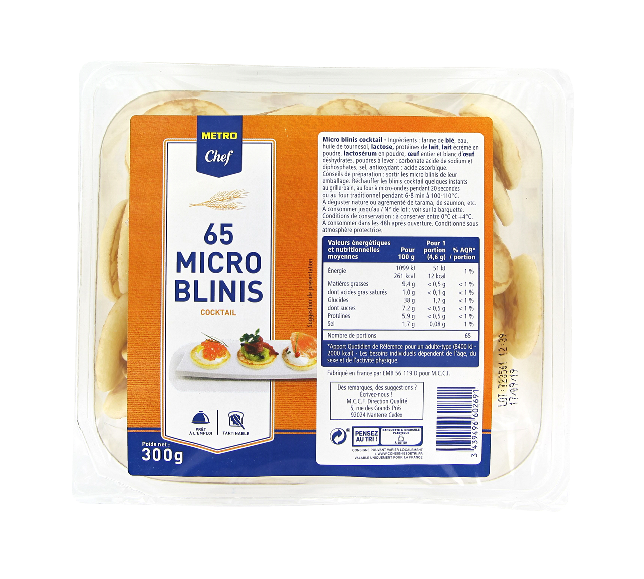 METRO Chef Mini blini cocktail 65 pièces barquette 300 g