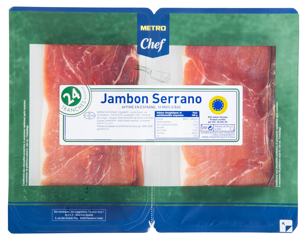 METRO Chef Jambon Serrano 10 mois 2 x 250 g