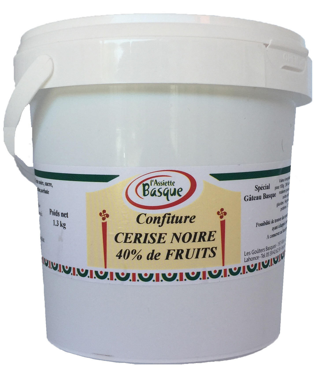 Assiette Basque Confiture de cerises noires spécial gâteau basque 1.3 kg