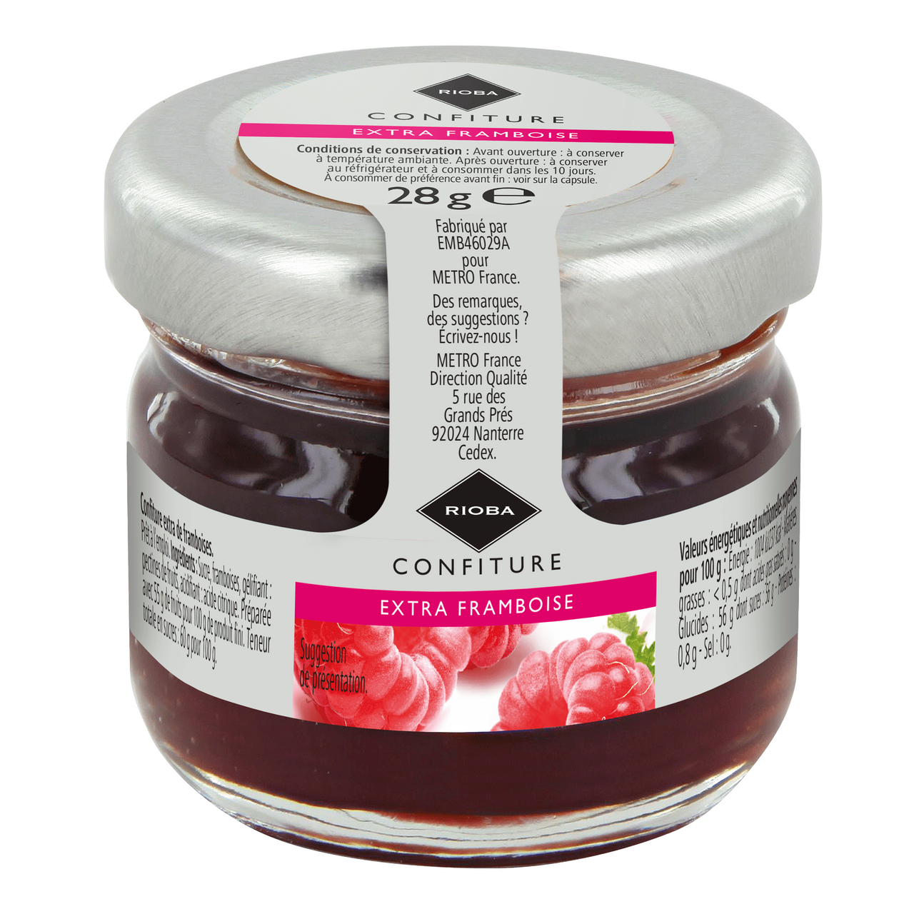 RIOBA Confiture de framboise 24 x 28 g