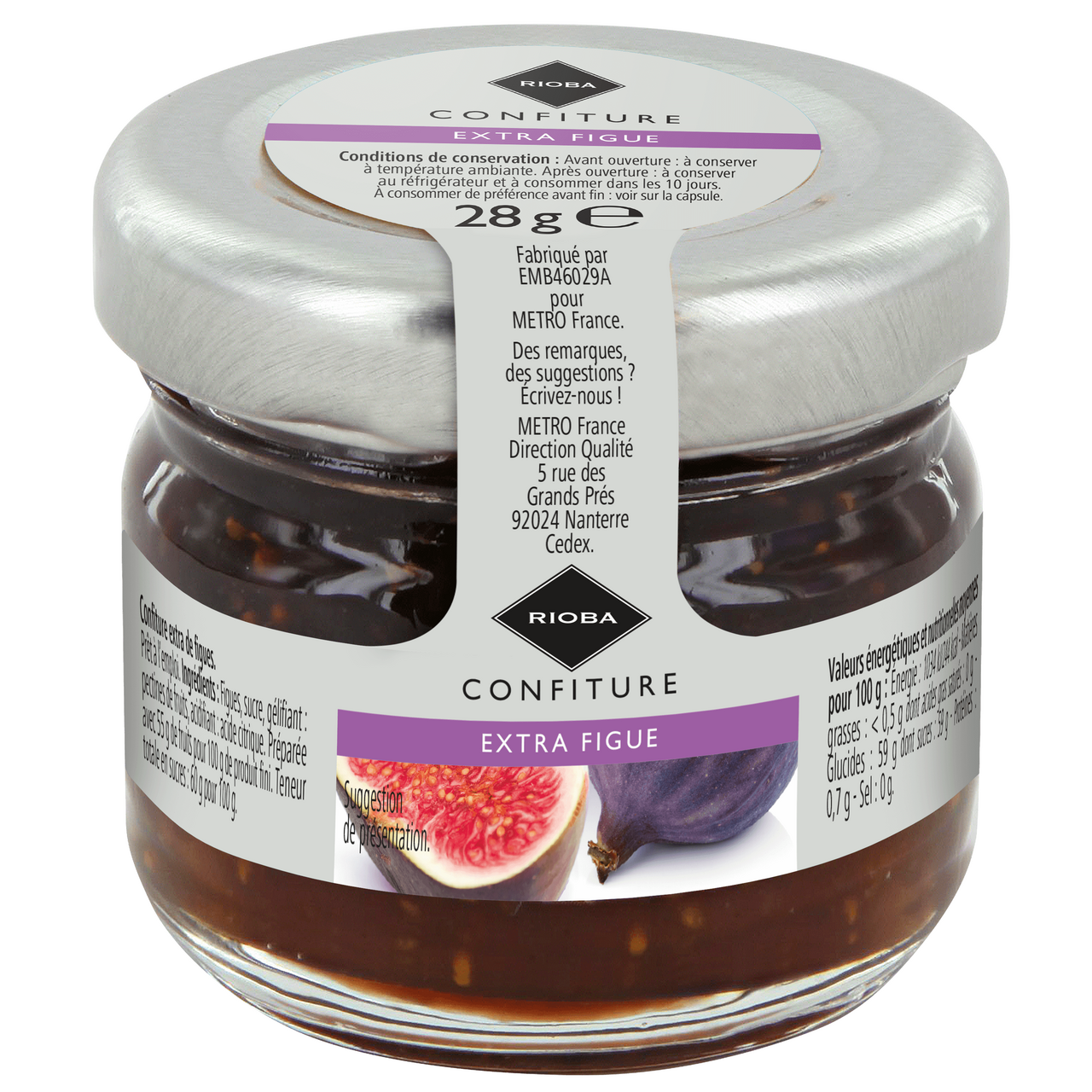 RIOBA Confiture de figues 24 x 28 g