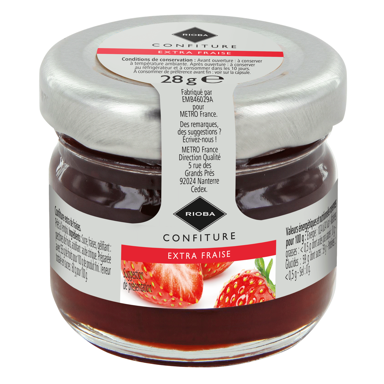 RIOBA Confiture de fraises 24 x 28 g