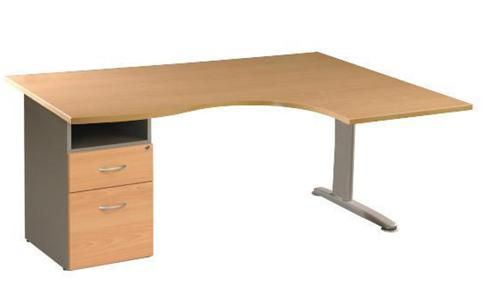 Bureau opérationnel vague Scénario merisier retour droit 160 cm