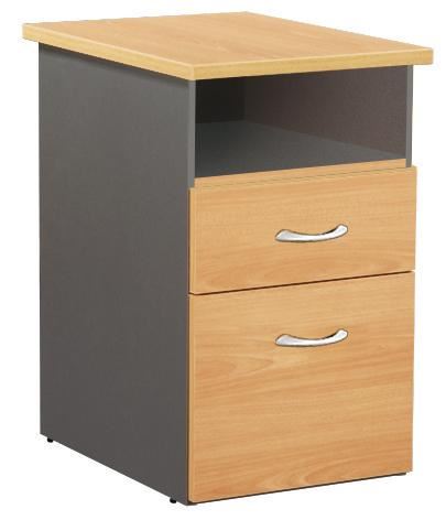 Caisson fixe hauteur bureau 2 tiroirs Scénario hêtre