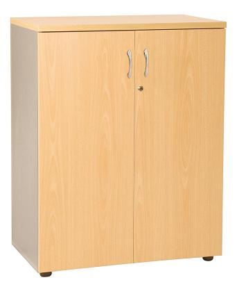 Armoire basse de bureau portes battantes Scénario hêtre 102 cm