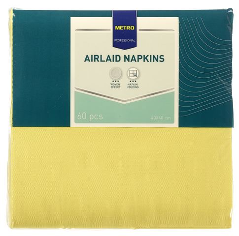 Serviette jetable Airlaid jaune 40 x 40 cm x 60