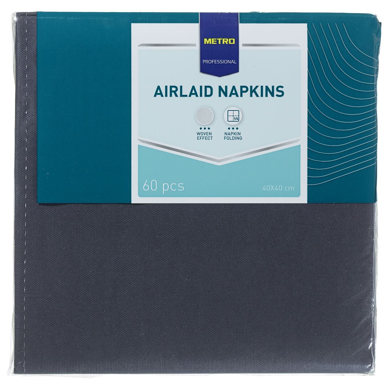 Serviette jetable Airlaid noir 40 x 40 cm x 60