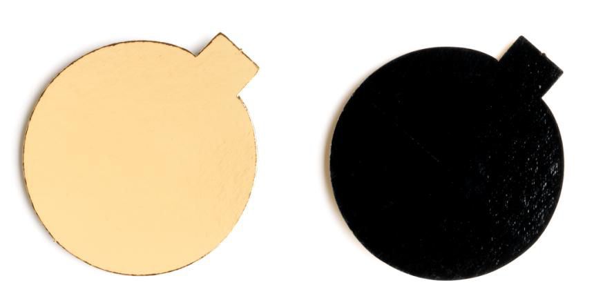 Rond or et noir avec languette 8 cm (vendu par 200)