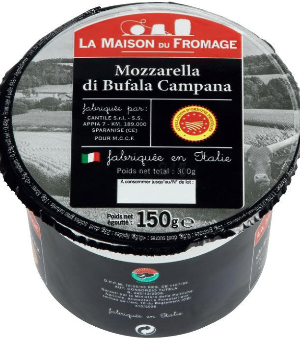 LA MAISON DU FROMAGE Mozzarella di Bufala AOP 23% MG pot150 g