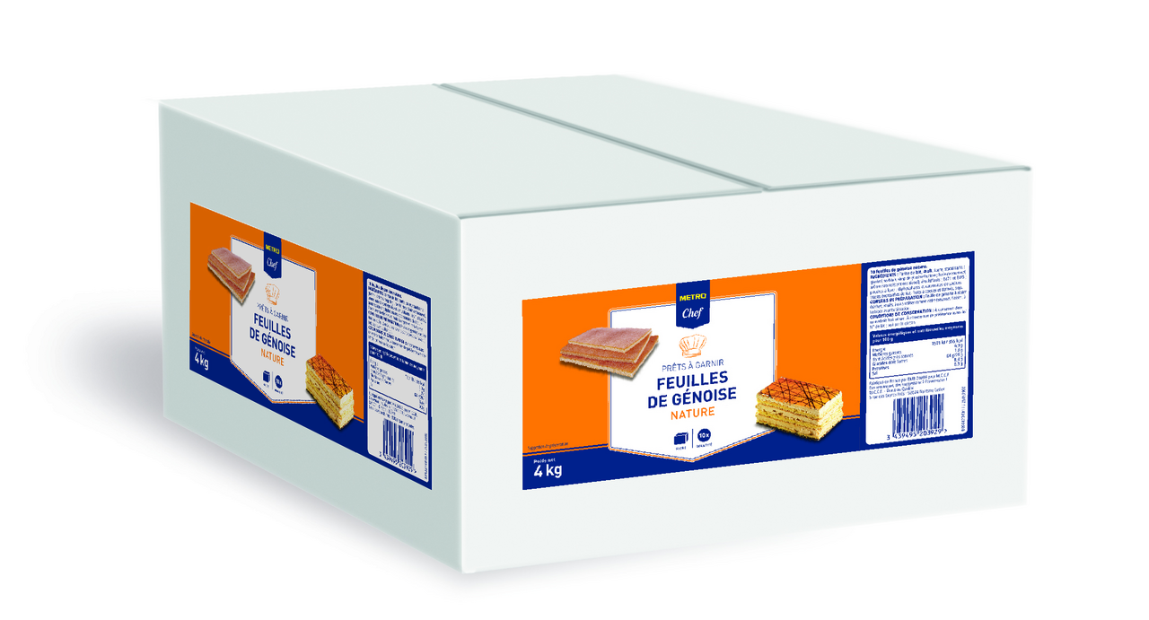 METRO Chef Feuille de génoise nature x 10 boîte 4 kg