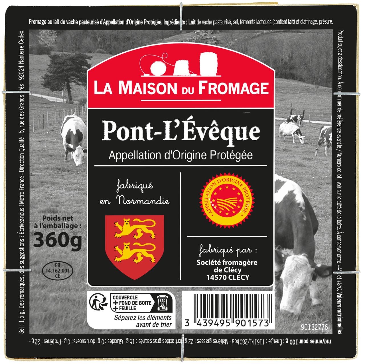 LA MAISON DU FROMAGE Pont L'Evêque AOP 360 g