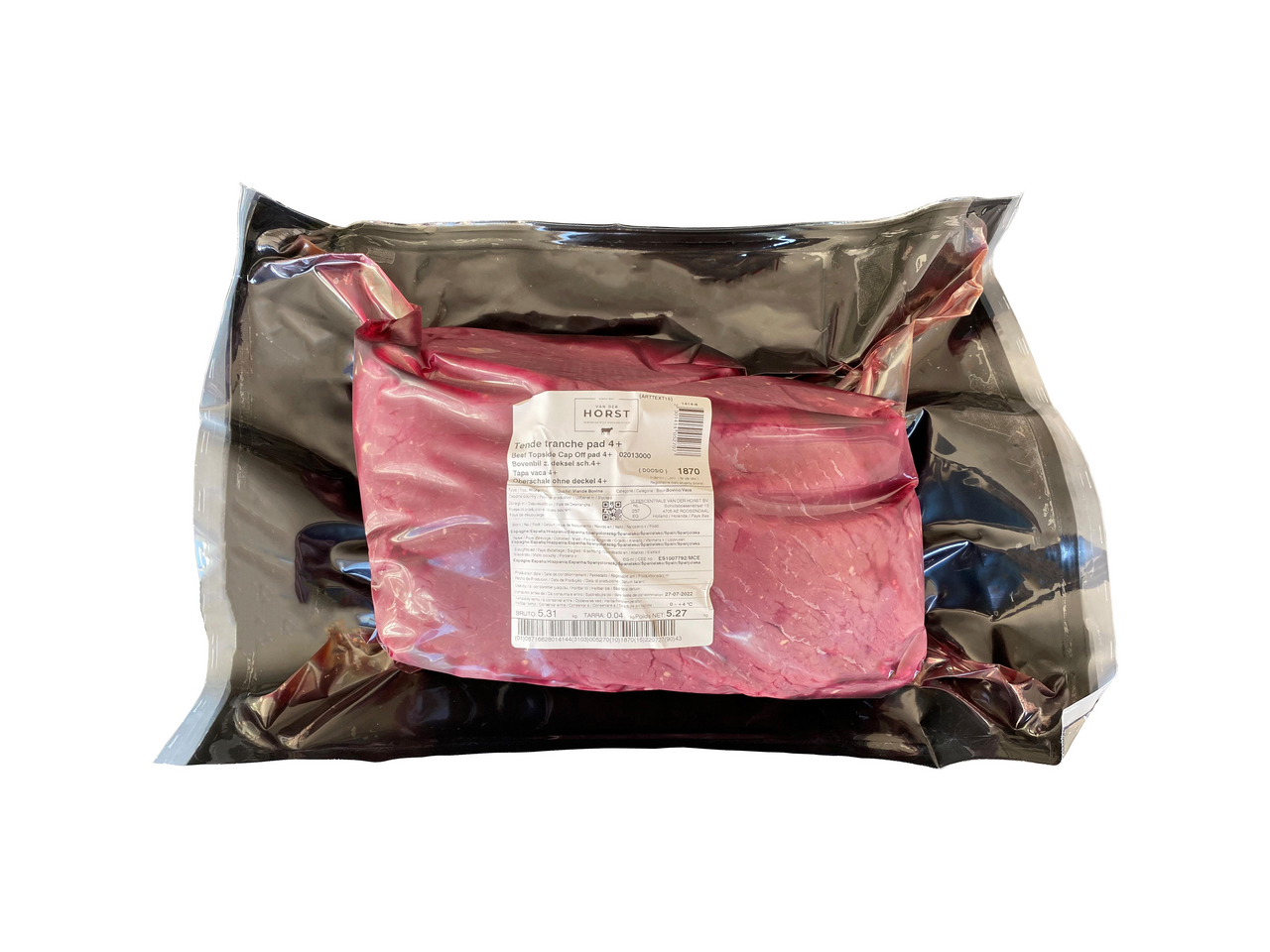 Cœur de tende de tranche de viande bovine prêt à découper sous vide 4 kg+ UE