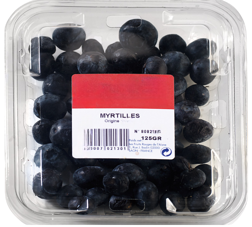 Myrtille catégorie 1 France barquette 125 g