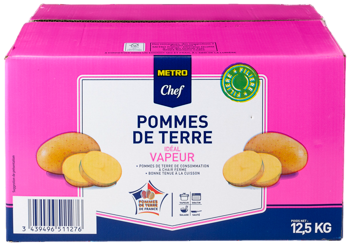 METRO Chef Pomme de terre idéal vapeur carton calibre 35/55 mm catégorie 1 France 12.5 kg