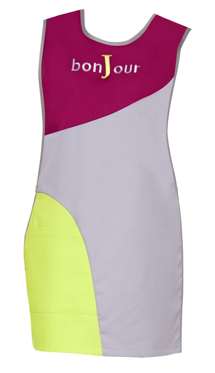 Tablier chasuble Bonjour gris prune grany