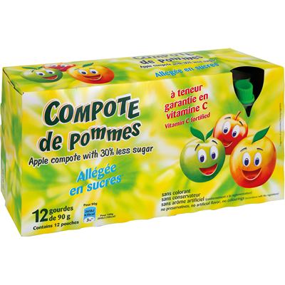 Compote Allegee Pomme Gourde 12 X 90 G Metro