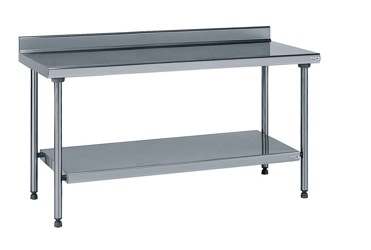 Table inox adossée avec étagère inférieure fixe longueur 1800 mm Tournus - 424996