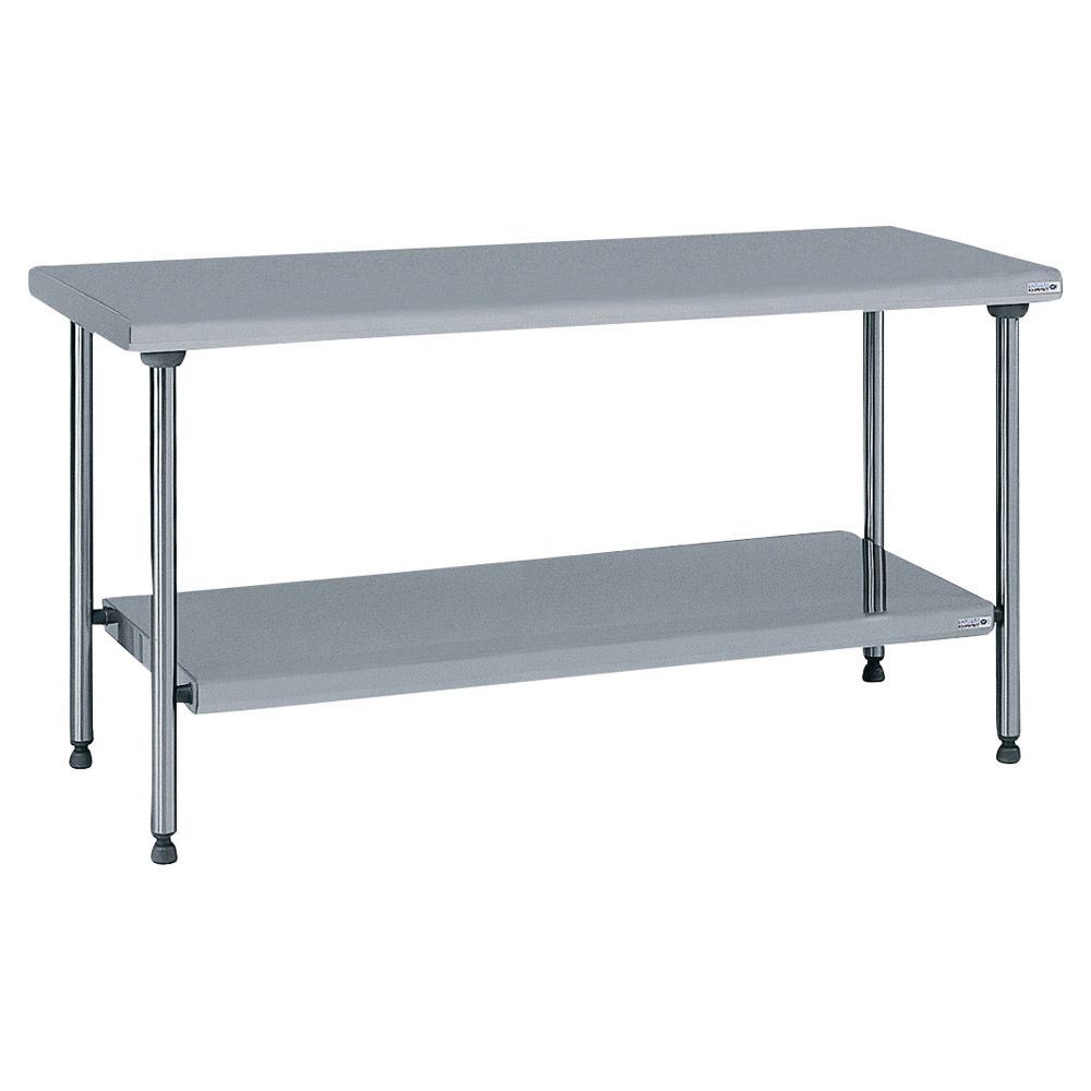 Table inox centrale avec étagère inférieure fixe longueur 1200 mm Tournus - 424812
