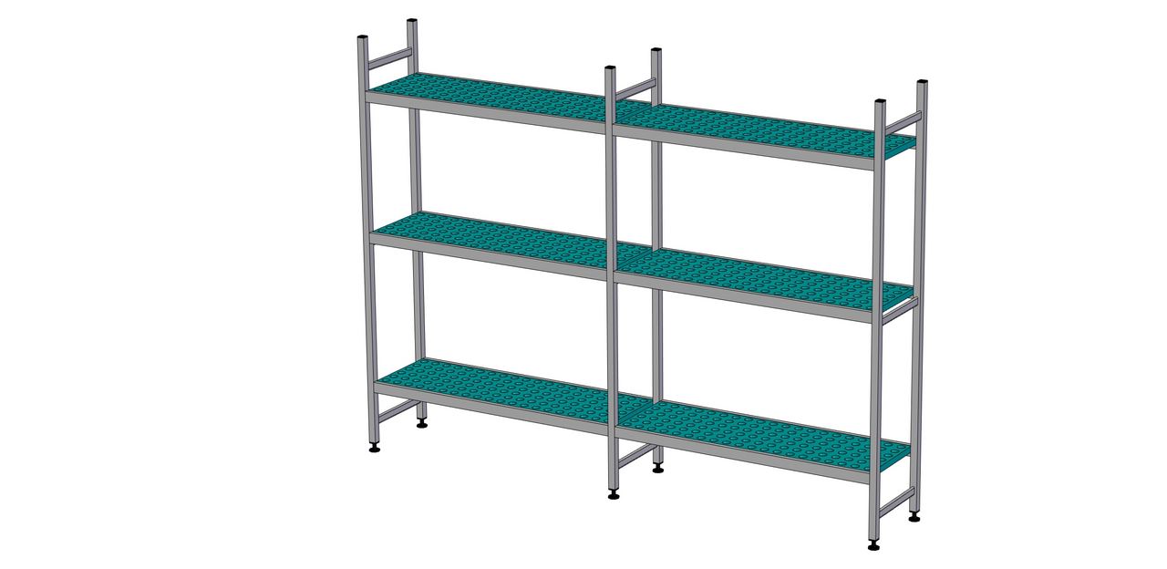 Rayonnage à clayettes en ligne longueur de composition 2x968 mm EA-0012