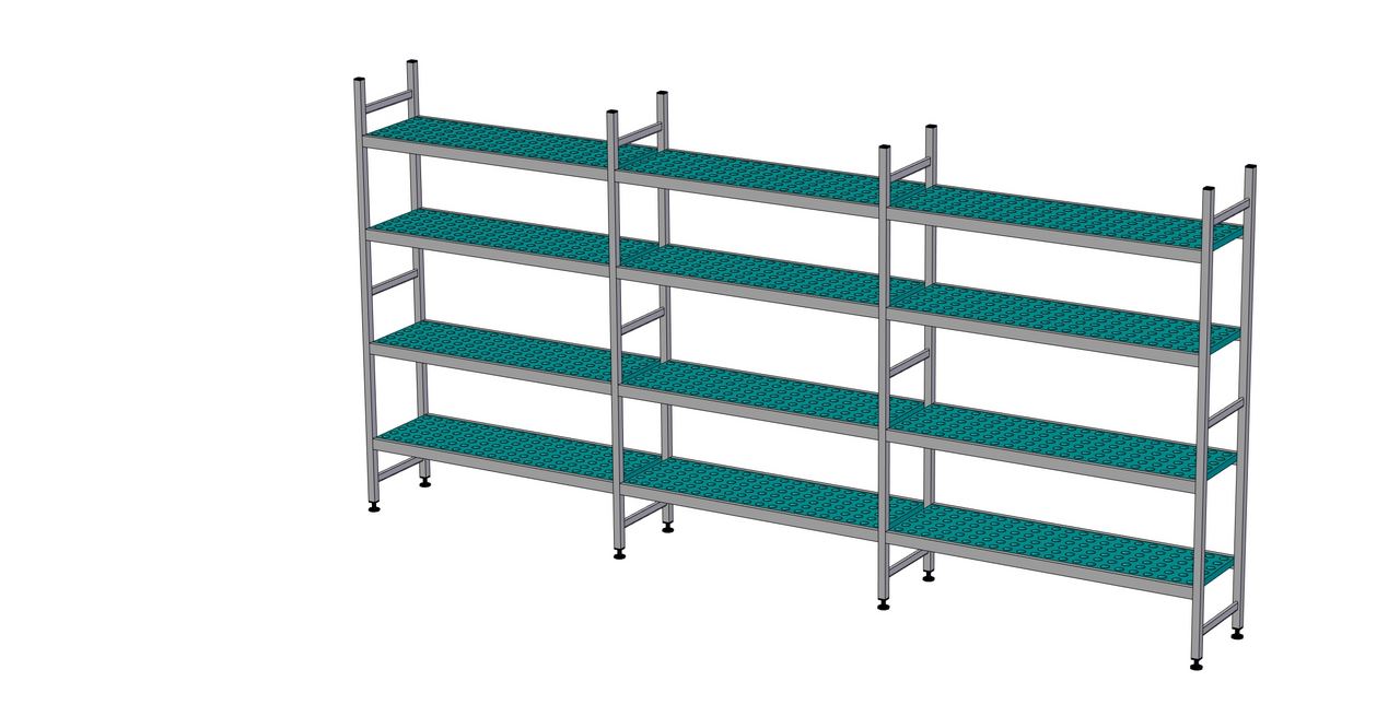 Rayonnage à clayettes en ligne longueur de composition 3x1311 mm EA-0098