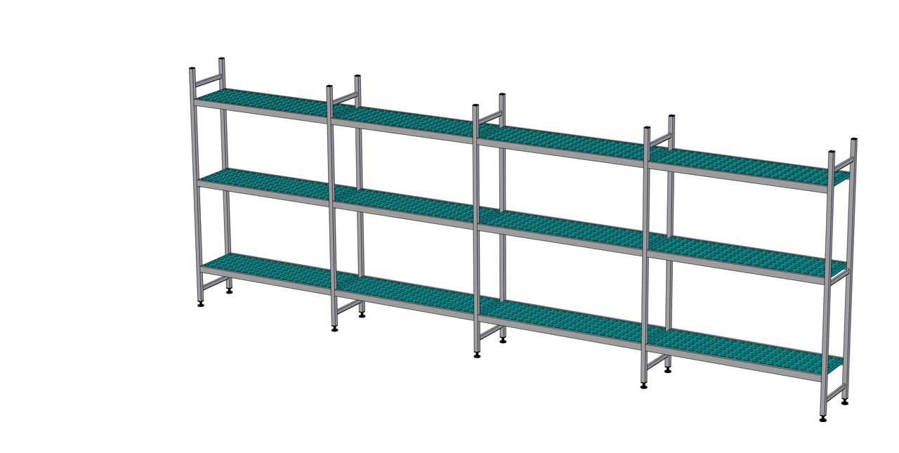 Rayonnage à clayettes en ligne longueur de composition 2x1199+2x1311 mm EA-0856