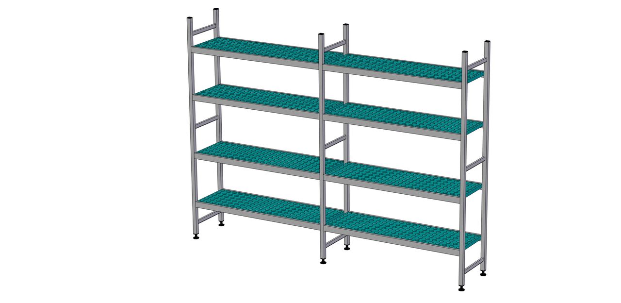 Rayonnage à clayettes en ligne longueur de composition 2x1423 mm EA-0904