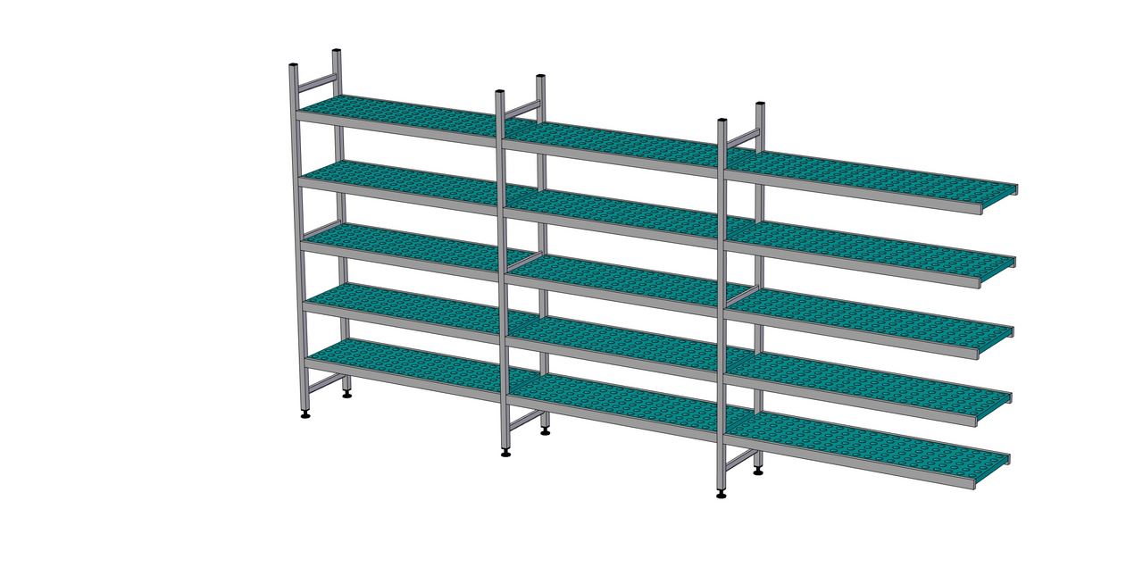 Rayonnage à clayettes en angle longueur de composition 2x1087+1199 mm EA-1181