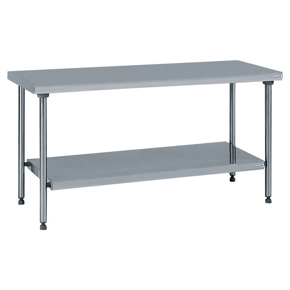Table inox centrale avec étagère inférieure fixe longueur 2000 mm Tournus - 424977