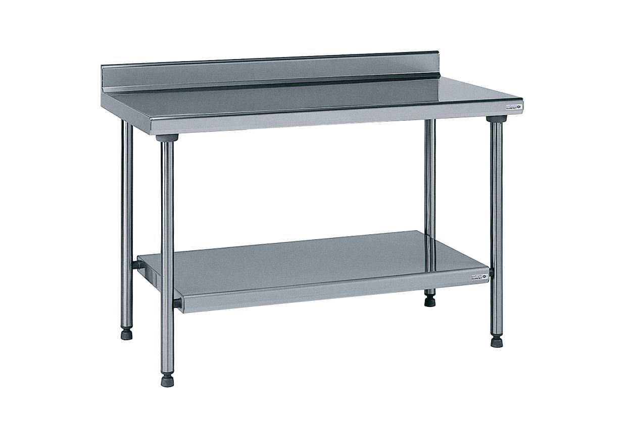 Table inox adossée avec étagère inférieure fixe longueur 1000 mm Tournus - 424991