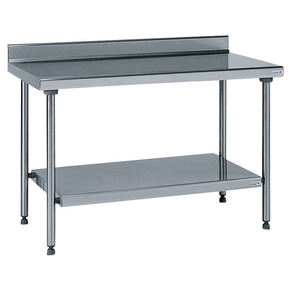 Table inox adossée avec étagère inférieure fixe longueur 1500 mm Tournus - 424994